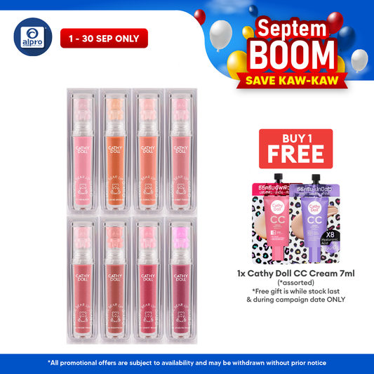 Cathy Doll Moistful Bear Lip Glaze 2.2g (Assorted Colours) | Lightweight & Non-Sticky Formula Cathy Doll
