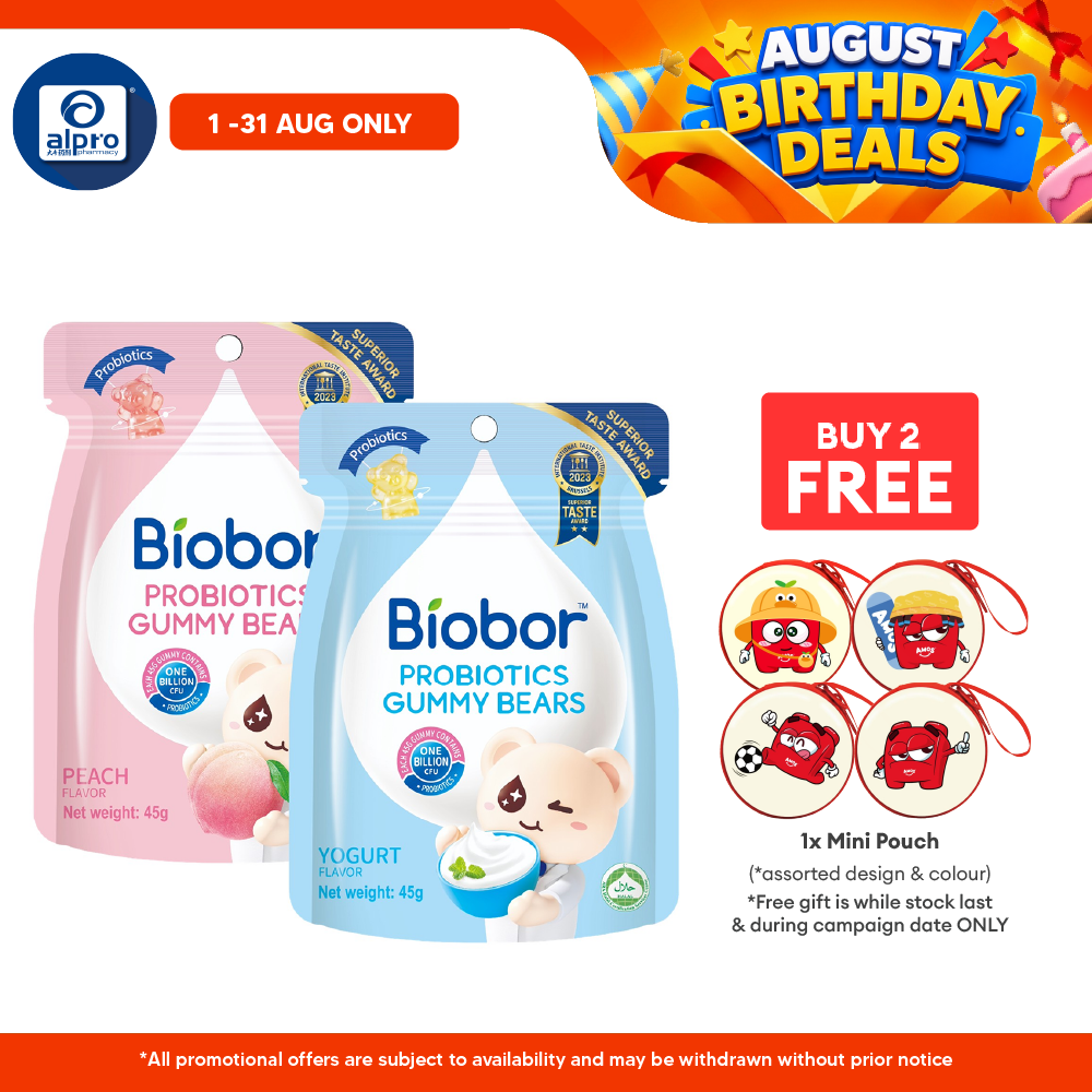 Amos Biobor Probiotic (Peach/ Original) Gummy Bear | Support Gut & Digestive Health AMOS