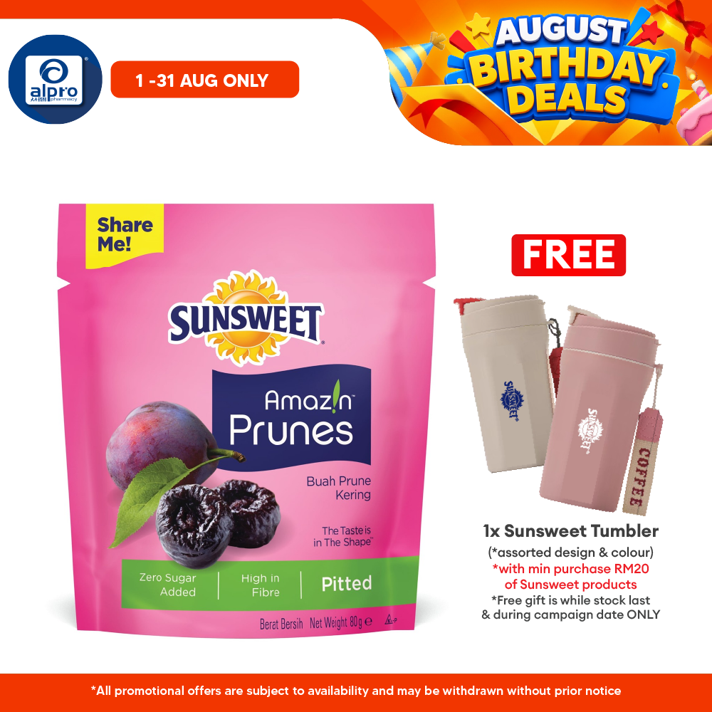 Sunsweet USA Pitted Prunes 80g | Rich in Fibre & Low Glycaemic Index Sunsweet