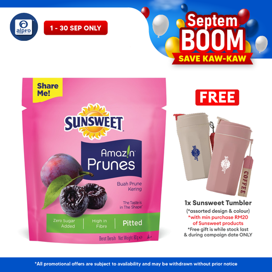 Sunsweet USA Pitted Prunes 80g | Rich in Fibre & Low Glycaemic Index Sunsweet