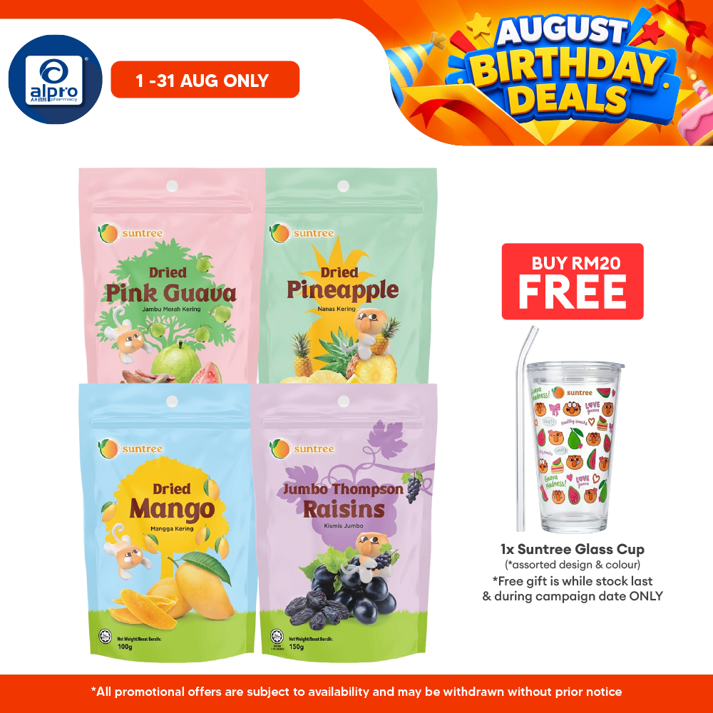 Suntree Dried Fruits (Mango/ Pink Guava/ Thompson Raisins/ Pineapple) 100g | Perfect Treat on Any Occasion Suntree