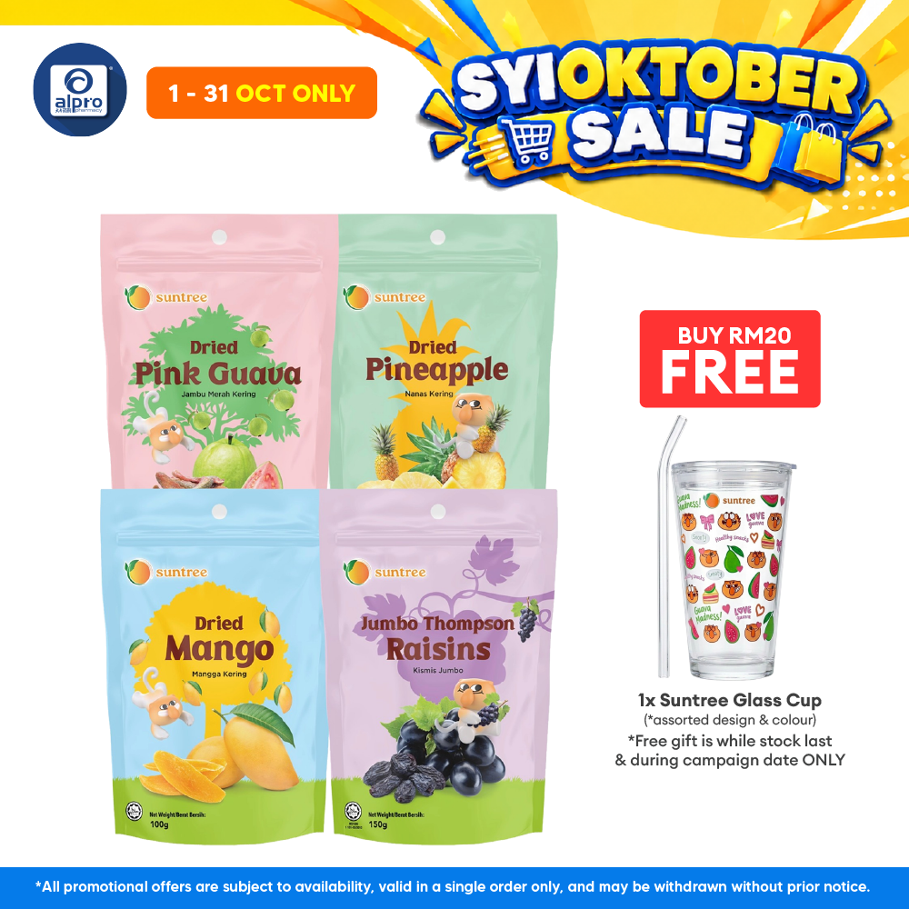 Suntree Dried Fruits (Mango/ Pink Guava/ Thompson Raisins/ Pineapple) 100g | Perfect Treat on Any Occasion