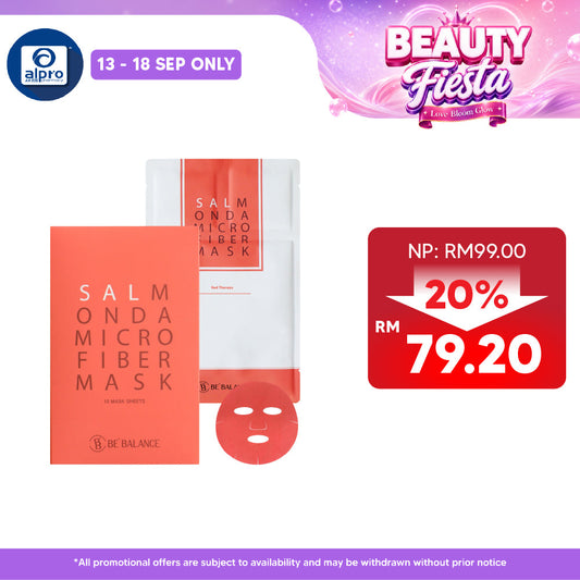 BE'BALANCE Salmon Da Microfiber Mask 10s (Red) | Skin Revitalising Care