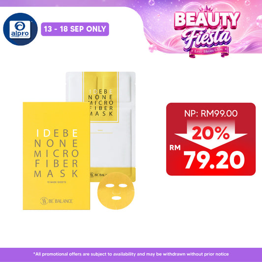 BE'BALANCE Idebenone Microfiber Mask 10s (Yellow) | Antioxidant Radiance Routine