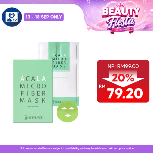 BE'BALANCE Acala Microfiber Mask 10s (Green) | Clarifying Skin Balance