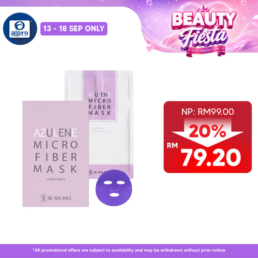 BE'BALANCE Azulene Microfiber Mask 10s (Purple) | Calming & Comfort Care
