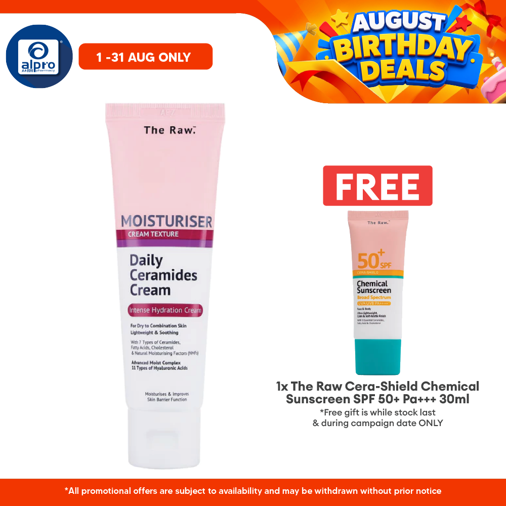 The Raw. Daily Ceramides Cream Moisturiser 50mL | Intense Hydration Cream The Raw.