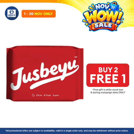 Jusbeyu Sanitary Pad 290mm ×8s | Ultra Soft & Instant Absorption Layer