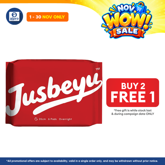 Jusbeyu Sanitary Pad 350mm ×6s | Ultra Soft & Instant Absorption Layer