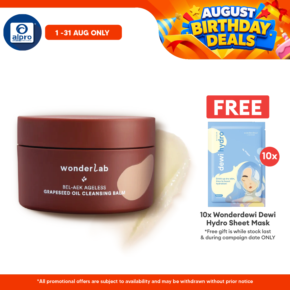 WonderLab BEL-AEK Ageless Grapeseed Oil Cleansing Balm 100mL | Low-Friction Quick Face Cleanser WONDERLAB
