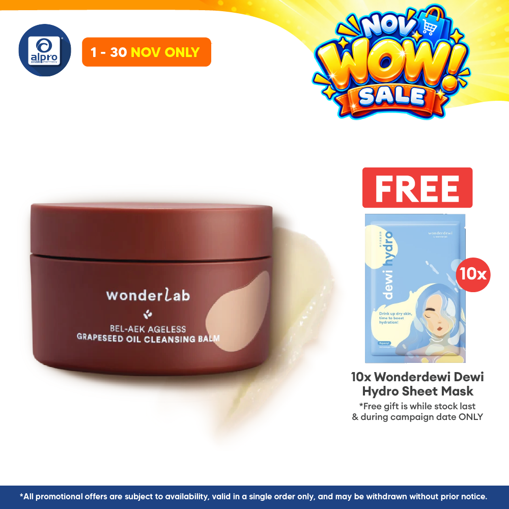 WonderLab BEL-AEK Ageless Grapeseed Oil Cleansing Balm 100mL | Low-Friction Quick Face Cleanser