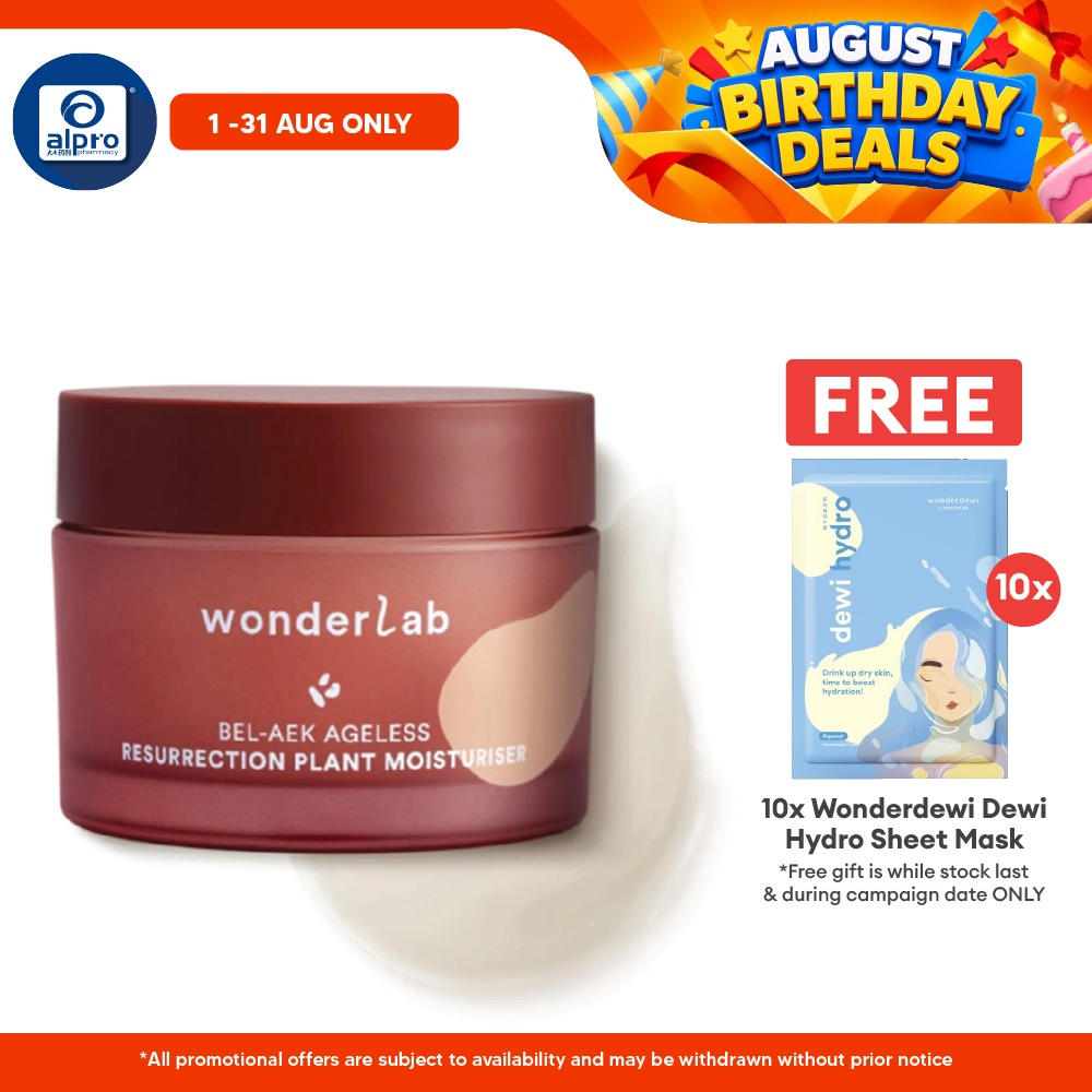 WonderLab BEL-AEK Ageless Resurrection Plant Moisturizer 50mL | Hydrating Gel Cream & Nourishes Skin WONDERLAB