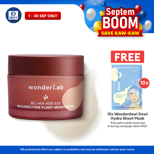 WonderLab BEL-AEK Ageless Resurrection Plant Moisturizer 50mL | Hydrating Gel Cream & Nourishes Skin WONDERLAB