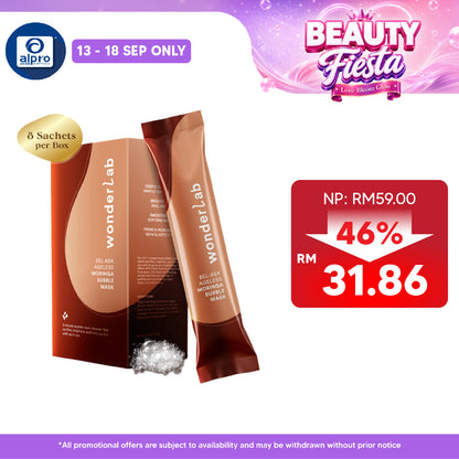 WonderLab BEL-AEK Ageless Moringa Bubble Mask (4g ×8sachets) | Gentle Exfoliation & Brighter Skin