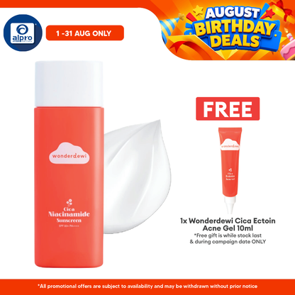 WonderDewi Cica Niacinamide Sunscreen 50mL | Defence & Replenish Skin Hydration WonderDewi