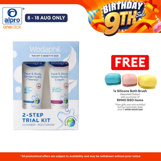 Wodaphil Trial Kit Gentle Cleanser 30ml & Hydro Cream 30ml | Gentle Barrier Care for Dry & Sensitive Skin GSO