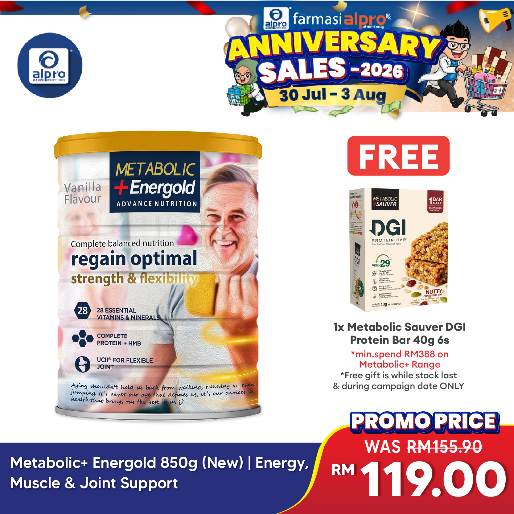 Metabolic+ Energold 850g (New) | Energy, Muscle & Joint Support Metabolic+