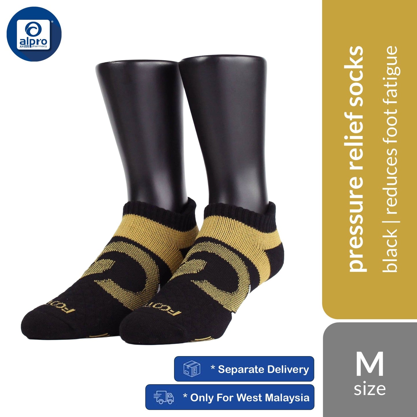 FOOTER T100 – Black – Zensox Series 360° Anti-Bacterial Pressure Relief Socks | Effectively Reduces Foot Fatigue FOOTER