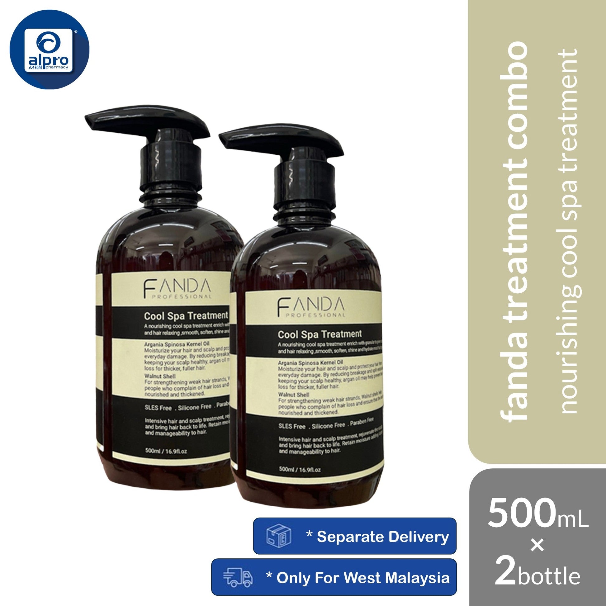 Fanda Essential Oil Equalise Shampoo 500m and/or Cool Spa Treatment 500mL Combo | Relaxing Feel & Smooth Hair FANDA