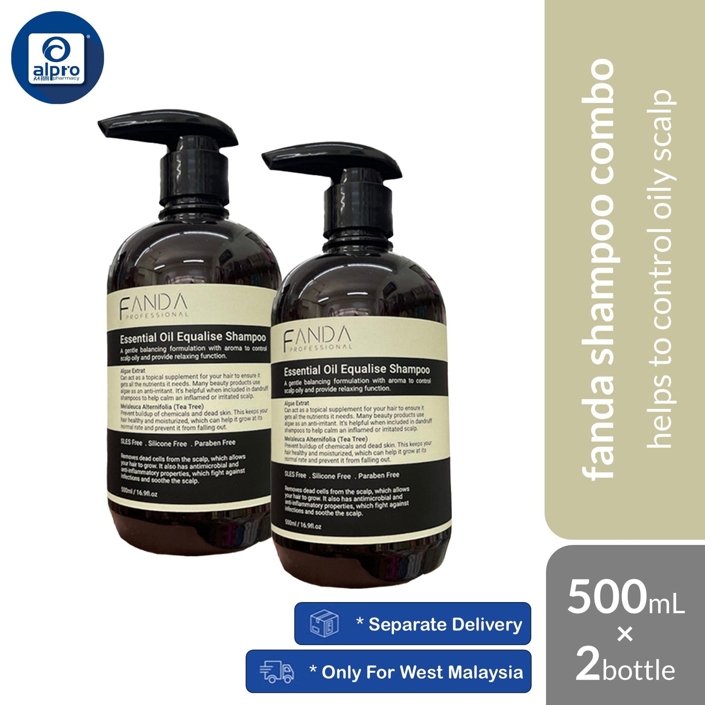 Fanda Essential Oil Equalise Shampoo 500m and/or Cool Spa Treatment 500mL Combo | Relaxing Feel & Smooth Hair FANDA