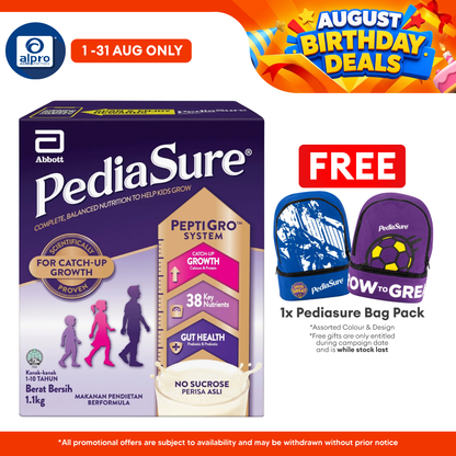 Abbott PediaSure PeptiGro Plain 1.1kg | Complete Nutrition for Growing Children Pediasure