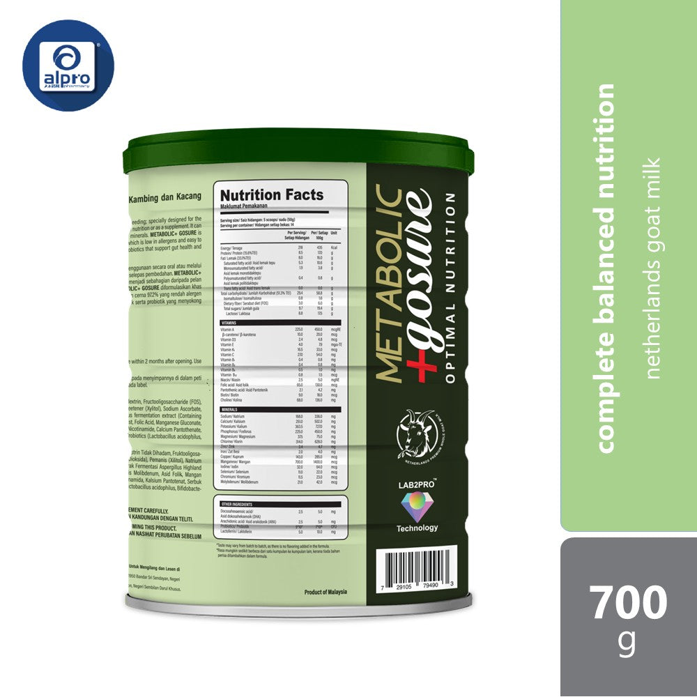 Metabolic + Gosure 700g (New) | Netherlands Goat Milk Metabolic+