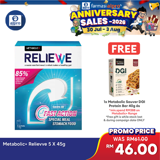 Metabolic+ Relievve 5 X 45g Metabolic