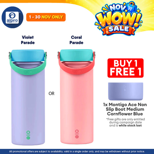 Montigo Palette Parade Ace Mega (Violet/ Coral) Parade 530mL | Playful Vibrant Hues & Double-Wall Vacuum Insulation