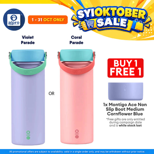 Montigo Palette Parade Ace Mega (Violet/ Coral) Parade 530mL | Playful Vibrant Hues & Double-Wall Vacuum Insulation