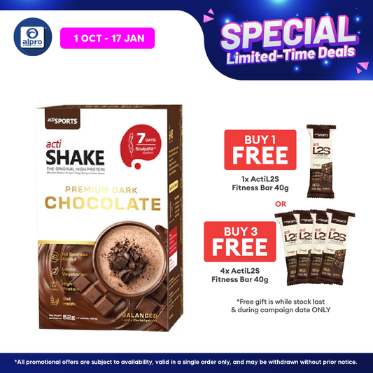 ActiShake Premium Dark Chocolate 52g 7s | Balanced High Protein Nutrition Shake