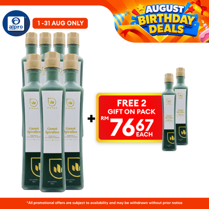 D'Well Gamat Spirulina 500mL ×7 Bottles (+2 FOC) | Boosts Overall Heath & Well Being D Well