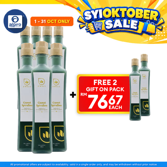 D'Well Gamat Spirulina 500mL ×7 Bottles (+2 FOC) | Boosts Overall Heath & Well Being
