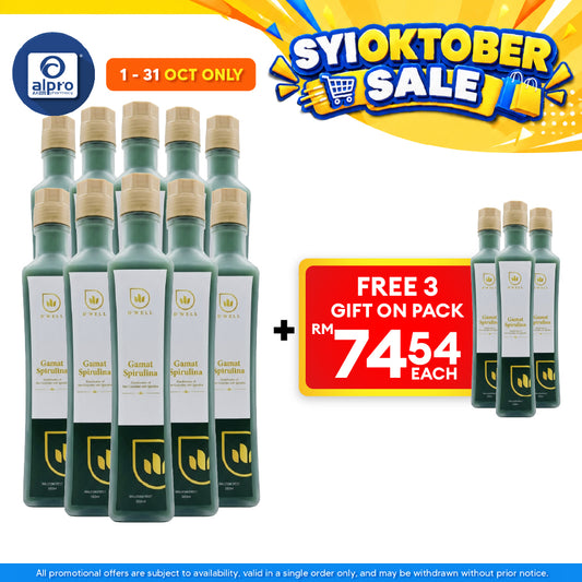 D'Well Gamat Spirulina 500mL ×10 Bottles (+3 FOC) | Boosts Overall Heath & Well Being
