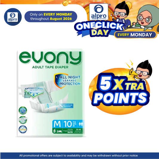 Evony Adult Diaper (Size M) 10s | All Night Leakage Protection EVONY