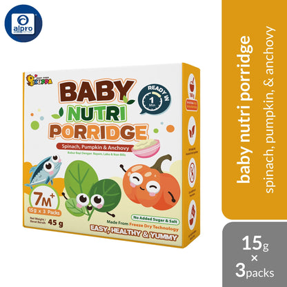 Hoppa Baby Nutri Porridge 45g (15g ×3s) | Freeze-Dried Ready Baby Meal (7 Months+) Hoppa