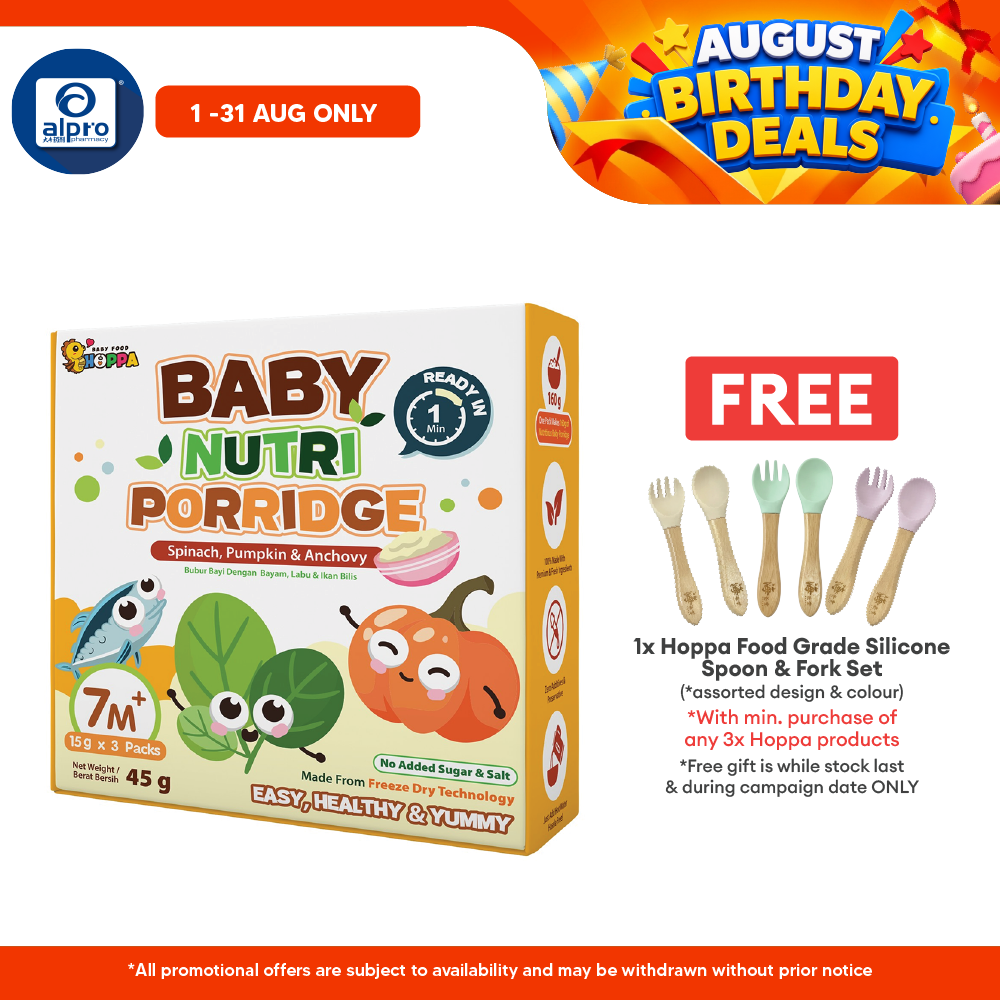 Hoppa Baby Nutri Porridge 45g (15g ×3s) | Freeze-Dried Ready Baby Meal (7 Months+) Hoppa