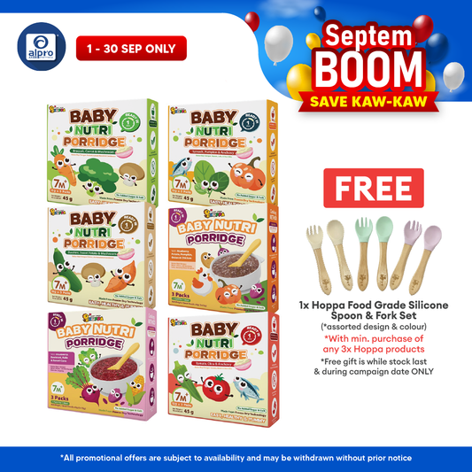 Hoppa Baby Nutri Porridge 45g (15g ×3s) | Freeze-Dried Ready Baby Meal (7 Months+) Hoppa
