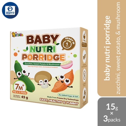 Hoppa Baby Nutri Porridge 45g (15g ×3s) | Freeze-Dried Ready Baby Meal (7 Months+) Hoppa