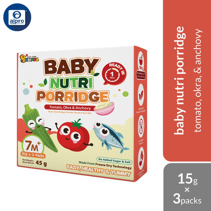Hoppa Baby Nutri Porridge 45g (15g ×3s) | Freeze-Dried Ready Baby Meal (7 Months+) Hoppa
