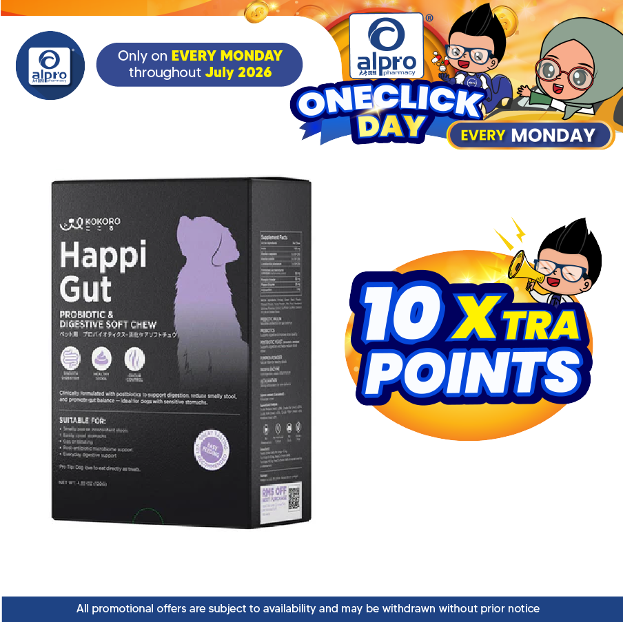Kokoro Happigut (Dog) - Probiotic & Digestive Soft Chew 30s | Mess & Odour Control Kokoropet