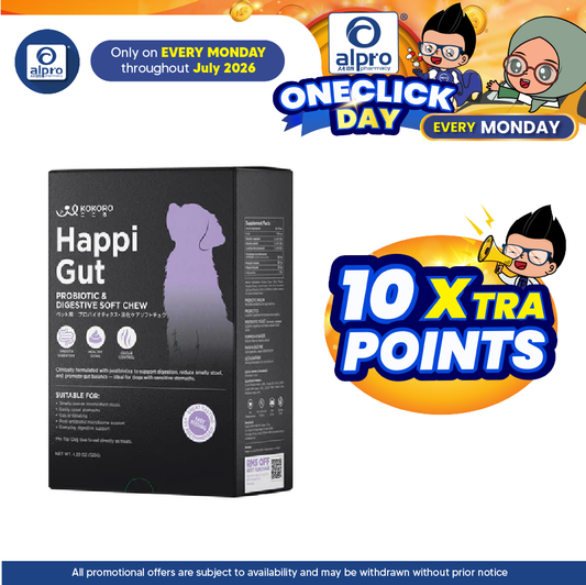 Kokoro Happigut (Dog) - Probiotic & Digestive Soft Chew 30s | Mess & Odour Control Kokoropet