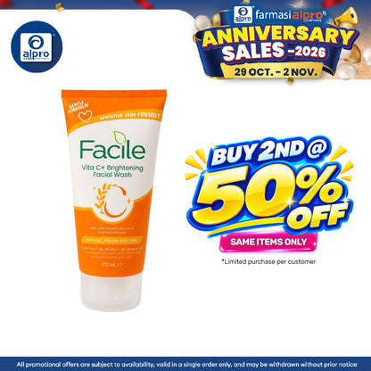 GSO Facile Vitac+ Brightening Facial Wash 170ml | Sensitive Skin Friendly