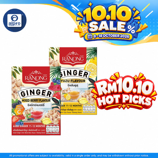 Ranong Instant Ginger Drink (Yuzu / Mixed Berry) Flavour 10g × 7s | Low Calorie & High Vitamin C