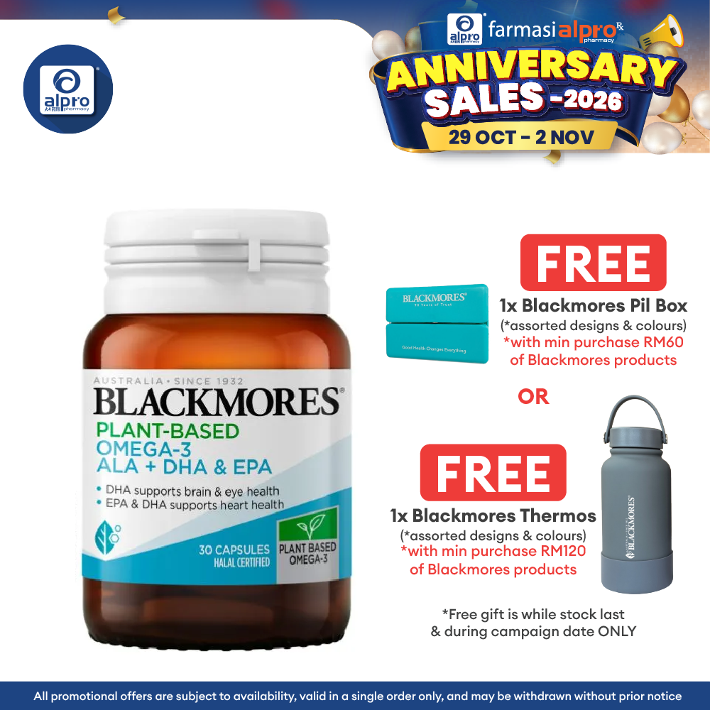 Blackmores Plant-Based Omega-3 Ala + Dha & Epa 30s | Support Heart, Brain, Eye Health