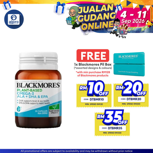 Blackmores Plant-Based Omega-3 Ala + Dha & Epa 30s | Support Heart, Brain, Eye Health Blackmores