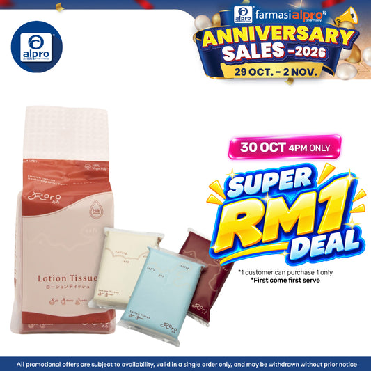 Roro ろろ Mini Pocket Lotion Tissue 6-Ply 8sheets ×3s | Superior Softness & High-Quality Virgin Pulp