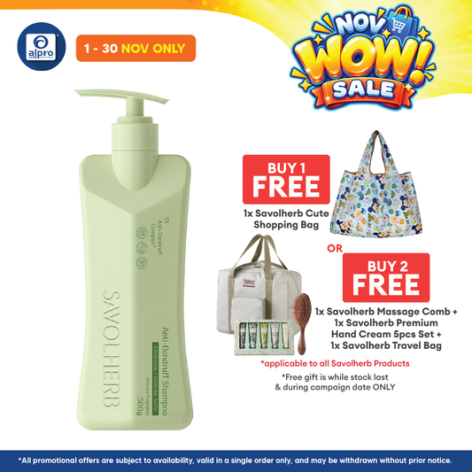 Savolherb Anti-Dandruff Shampoo 500mL | Targets Heavy Dandruff & Removes Excess Oil