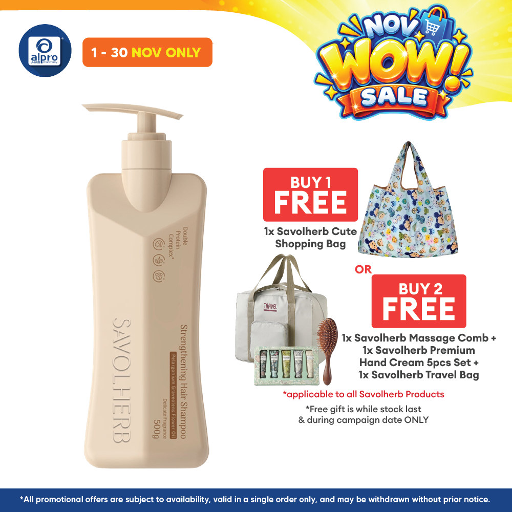 Savolherb Strengthening Hair Shampoo 500mL | Reduce Hair Damage, Breakage, & Split Ends