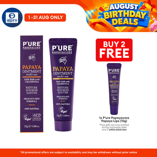 P'ure Papayacare Papaya Ointment Multi-Use 25g | Restore, Nourish & Soothe Skin P'ure Papayacare