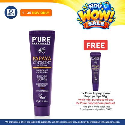 P'ure Papayacare Papaya Ointment Multi-Use 25g | Restore, Nourish & Soothe Skin